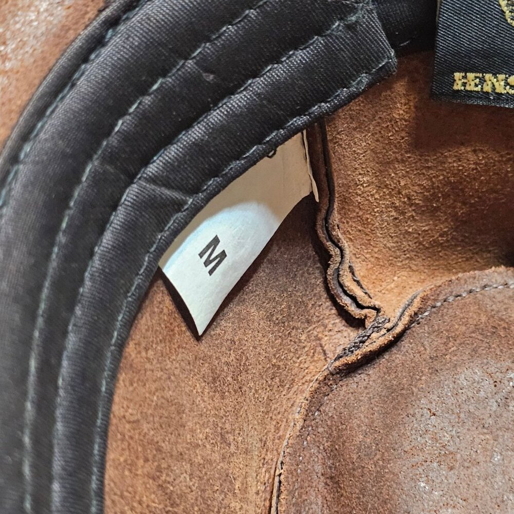 Henschel Brown Distressed Leather Cowboy Hat Braided Band Chin Cord USA Medium - Picture 9 of 9